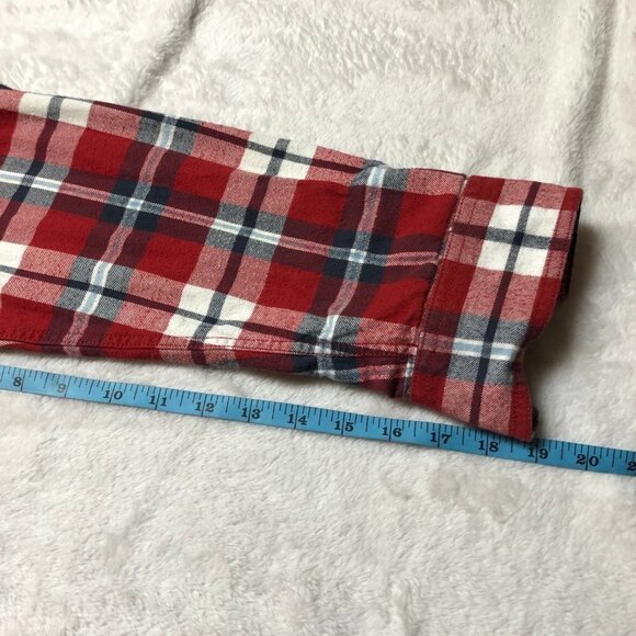 Hudson North Red/Navy Plaid Flannel Button Up Shirt Size XL - Picture 7 of 8